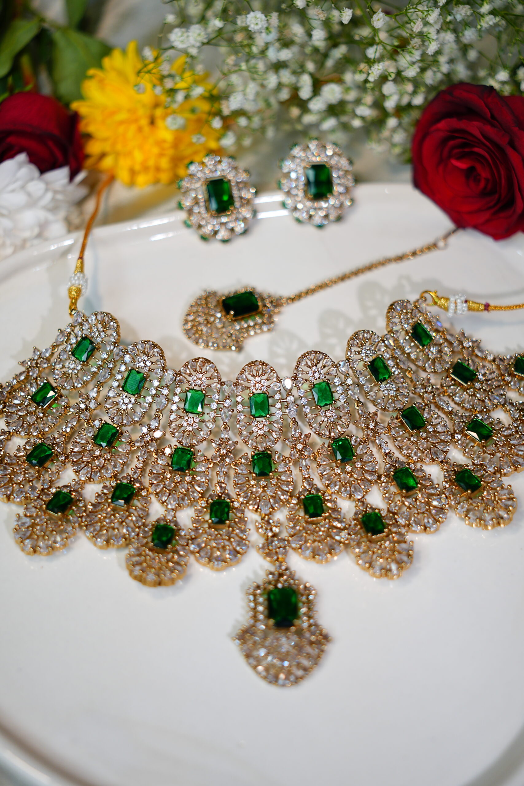 Kiara Green Emerald Premium AD necklace - Image 7