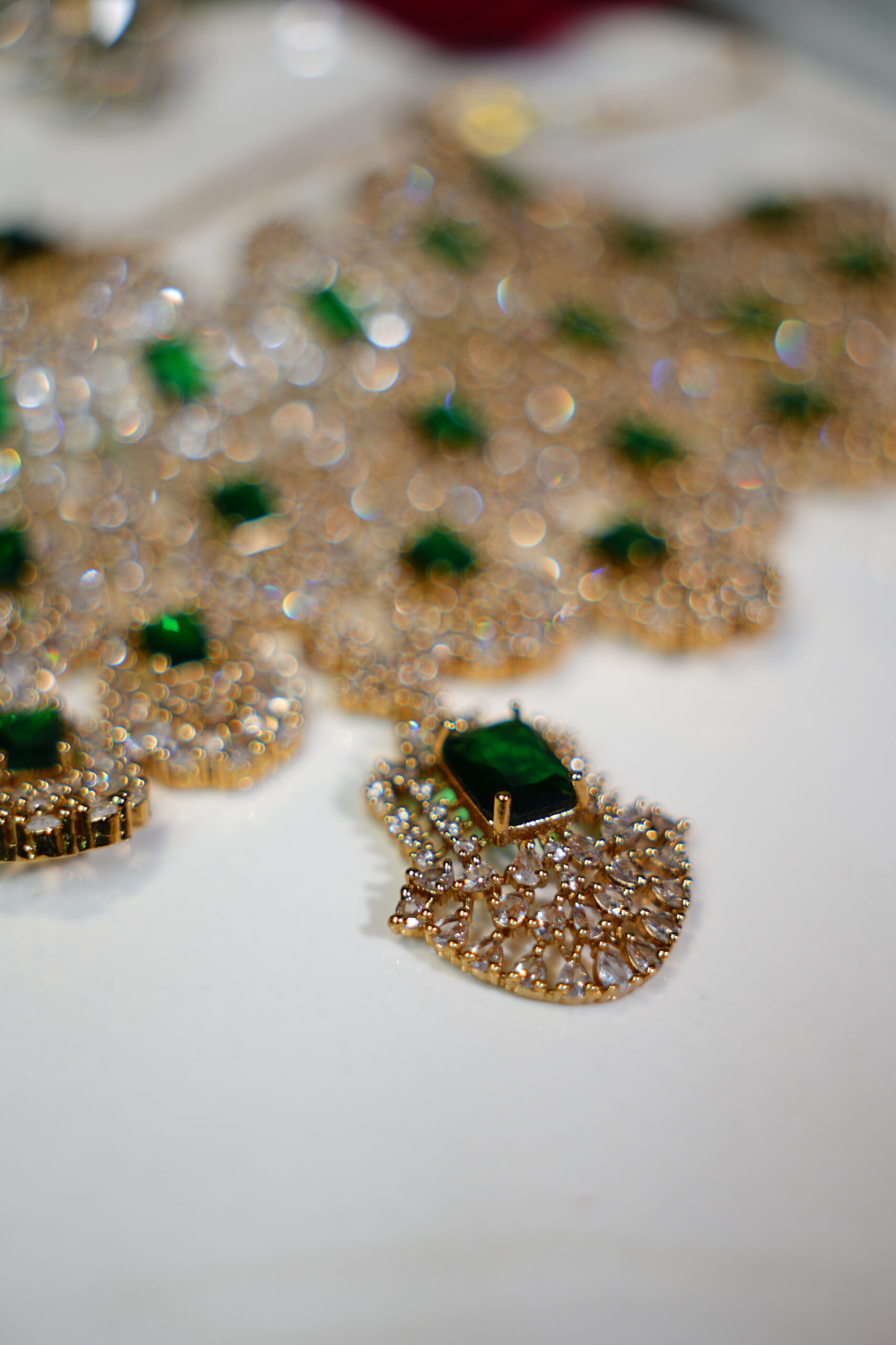 Kiara Green Emerald Premium AD necklace - Image 4