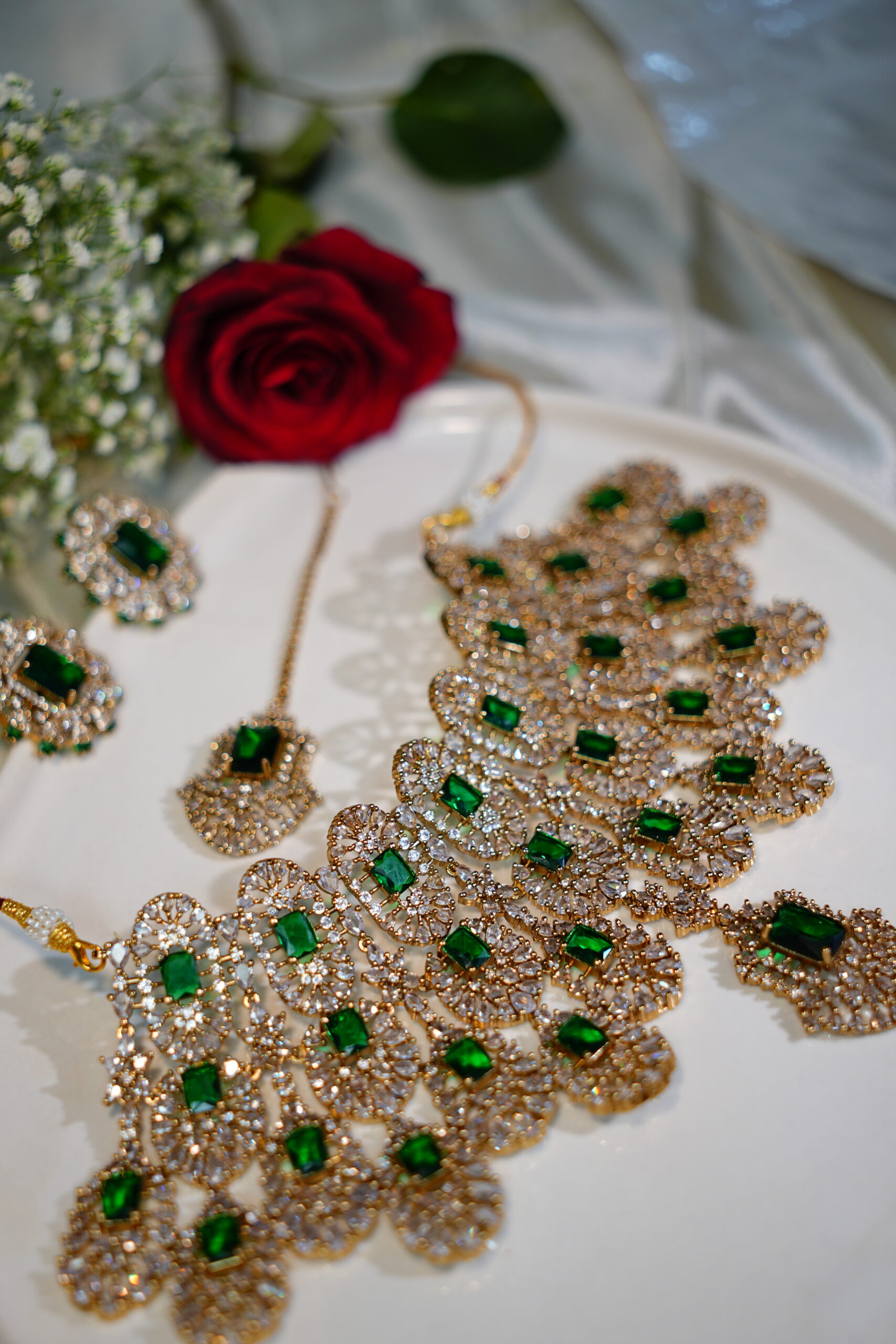 Kiara Green Emerald Premium AD necklace - Image 6