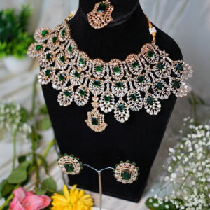 Kiara Green Emerald Premium AD necklace