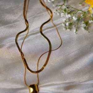 Emerald cut gold layering necklace