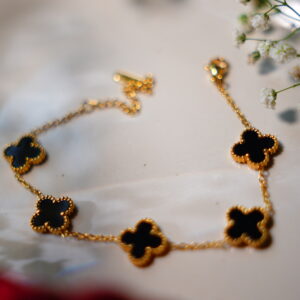 Black marble flower bracelet