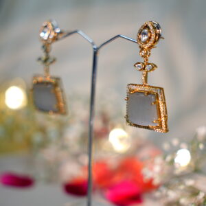 Moissonaite square white Drop Earrings