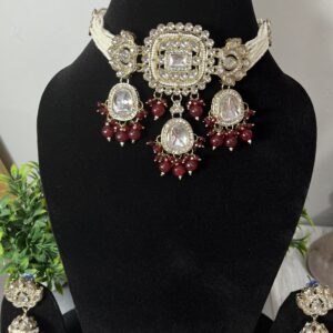 Ruby Red Polki chokker set