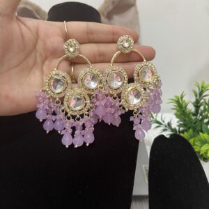 Lavender moissonite kundan earrings