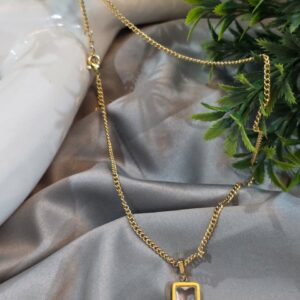 classic solitaire rectangle chain pendent